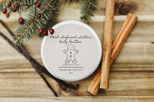 Herb Infused Tallow Body Butter - Gingerbread Cookie
